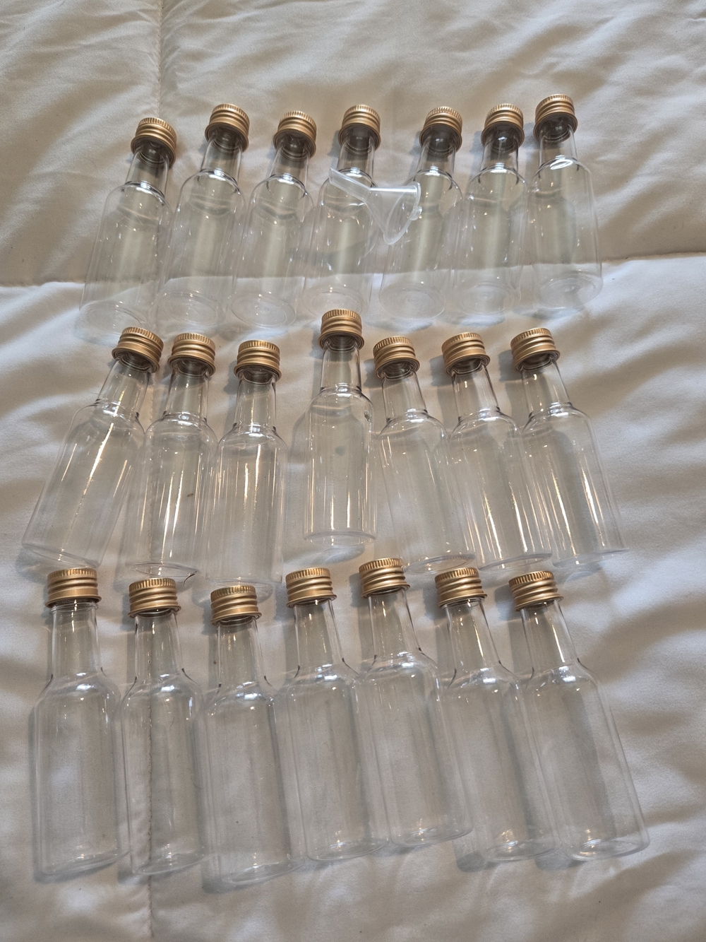 Clear Mini Bottles with Gold Caps - Set of 21